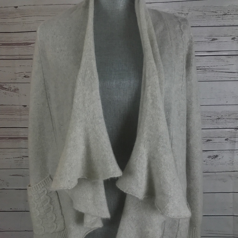 Cardigan wrap open sweater cashmere HWR Sz S - Picture 3 of 4